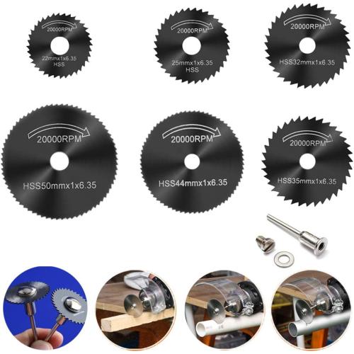 6pcs 1/8 HSS High Speed Steel Circular Saw Blades For Dremel Drills Rotary Tool W/Shank by YEEZUGO