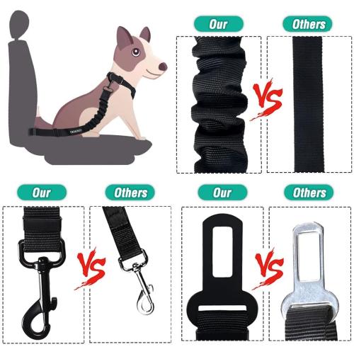 COOYOO Dog Seat Belt,3 Piece Set Retractable Dog Car Harness Adjustable Dog Seat Belt for Vehicle Nylon Pet Safety Seat Belts Heavy Duty & Elastic