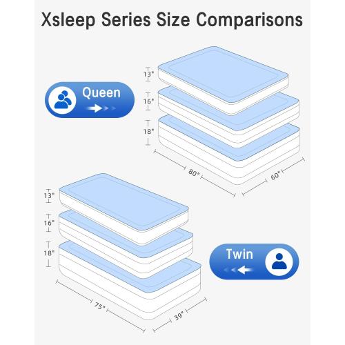 Xsleep Queen Air Mattress with Built in Pump Luxurious Comfort Raised Inflatable Mattress Queen Airbed Blow Up Mattress for Home and Guests Air Bed 2 Mins Fast Inflate/Deflate 660 lbs Max