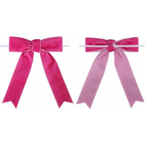 Meseey 12 Pcs Hot Pink Velvet Bows with Twist Tie 3.5 Inch Pre-Tied Vintage Christmas Velvet Ribbon Bows for Treat Bags Gift Wrapping Basket Wedding Baby Shower Brithday Party