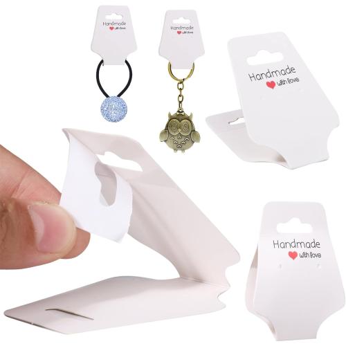 200PCS Bracelet Display Cards Necklace Holder Cards Self Adhesive Jewelry Packaging Selling Card for Small Business (White, 1.8x4.7 inches)