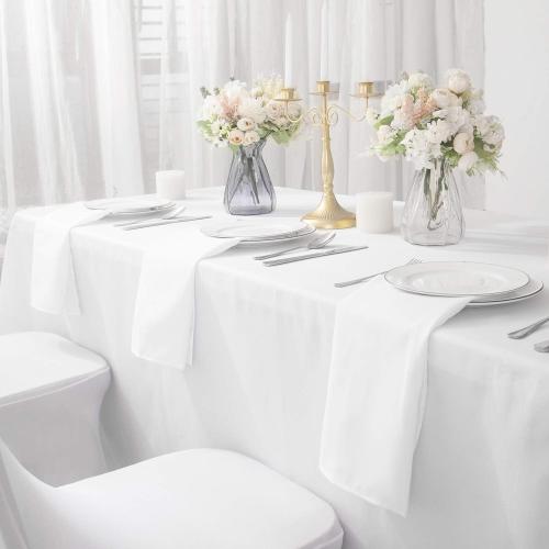 25pcs Polyester Cloth Napkins - 17 x 17 inch White Dinner Washable Napkins with Hemmed Edges for Restaurant/Wedding/Hotel(25,White)