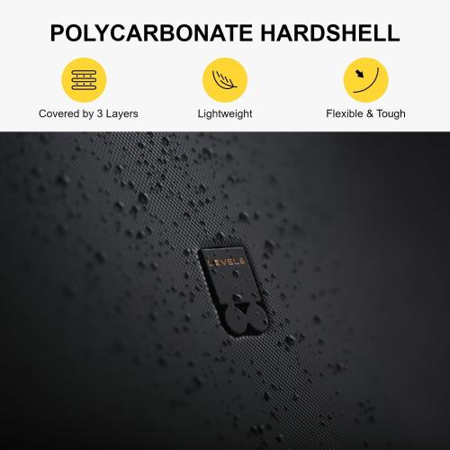 LEVEL8 Hard Shell Carry on Luggage Airline Approved, Carry-on Suitcases with Wheels, Lightweight Luminous Textured Hardside Travel Bag with Tsa Lock, 20 Inch, Black