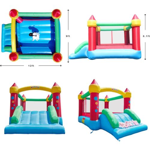 WeeOneKids Air Bounce House, Inflatable Bouncer with Air Blower and Slide, Jumping Family Backyard Bouncy Castle with Extra Thick Material (Red Yellow&Blue)