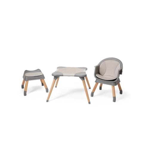 5-in-1 High Chair for Baby & Toddler - Convertible Baby Dining Seat - Portable Floor/Booster Seat - Adjustable Tray w. Cover - 5-Point Harness - Building Block Table & Chair - Stool (Gray)