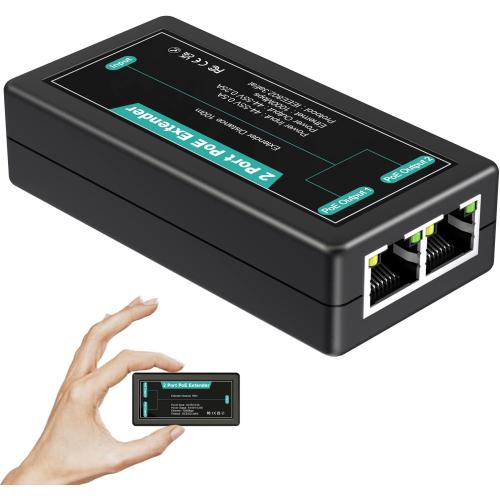 VIMIN 2-Port Gigabit PoE Extender, 1 in 2 Out Indoor PoE Repeater Support IEEE802.3af/at with 1000Mbps, Extend Additional 100m(328ft) of Power and Data Transmission, Plug & Play, Mini Size