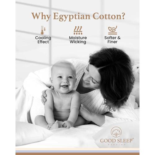 Good Sleep Bedding Cotton Sheets: 100% Long Staple Egyptian Cotton SPLIT KING LIGHTBLUE  BedSheets, 4 Piece Cotton Ivory Sheet Set, Fits Mattress Upto 16 Inches Deep Pocket