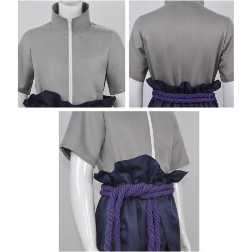 Size Small Color Grey and Black Aroinad Uchiha Sasuke Casual KimonoAnime Cosplay Costume Men Jacket Pant Outfits Halloween Party Suits