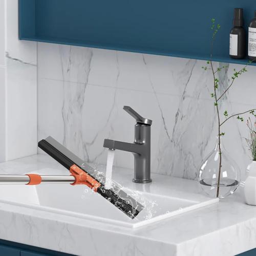 Floor Squeegee for Concrete Floor,18 Large Heavy Duty Squeegee for Floor, Rubber Broom with 62 Long Handle for Bathroom Tile, Garage Concrete, Deck, Shower Glass, Window Cleaning