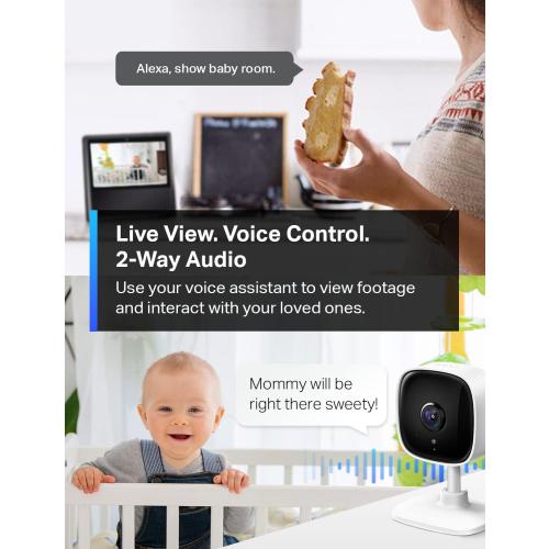 TP-Link Tapo 1080P Indoor Security Camera for Baby Monitor, Dog Camera w/Motion Detection, 2-Way Audio Siren, Night Vision, Cloud & SD Card Storage, Works w/Alexa & Google Home (Tapo C100)