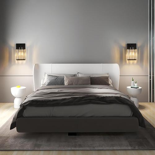 Modern Wall Sconce Set of Two Indoor Wall Lamp Black Wall Sconces Crystal Wall Light Bathroom Vanity Light Fixtures Wall Mounted Room Sconce Wall Lighting
