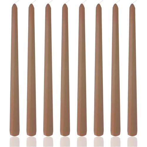 8 Pack 10 Inch Brown Taper Candles for Dinner Home Decor Wedding Shower