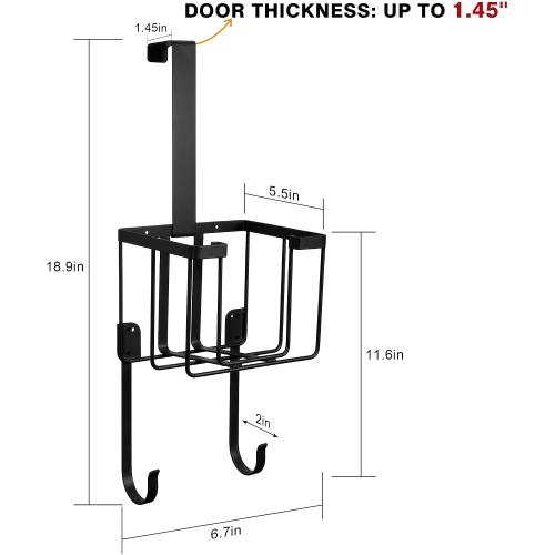 ORLESS Over The Door/Wall Mount Ironing Board Hanger, Laundry Room Iron and Ironing Caddy Board Storage Holder, Black