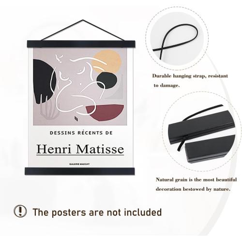 Artmag Magnetic Poster Hanger Frame, 24x36 24x32 24x18 Light Wood Wooden Magnet Canvas Artwork Print Poster Hangers Frames Hanging Kit (Black, 24)