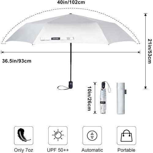 G4Free Mini Ultralight Umbrella UPF 50  UV Protection Compact Lightweight Travel Umbrella Super Slim Small Portable Automatic Open and Close,40 Inch