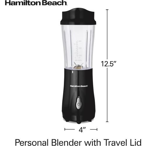Hamilton Beach Portable for Shakes and Smoothies, 14 Oz BPA Free Travel Cup & Lid, Durable Stainless Steel Blades, Personal Smoothie, Black (51101AG)
