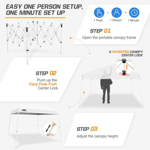 EAGLE PEAK 10x10 Slant Leg Pop-up Canopy Tent Easy One Person Setup Instant Outdoor Beach Canopy Folding Portable Sports Shelter 10x10 Base 8x8 Top (White) ‼️has stains and could possibly come with missing or broken parts ‼️