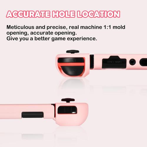 DLseego Lovely Kitty Switch Protective Case Dockable Hard Shell Anti Scratch Cover Pink Joy Con Skin with 3PCS Compatible with Regular Switch