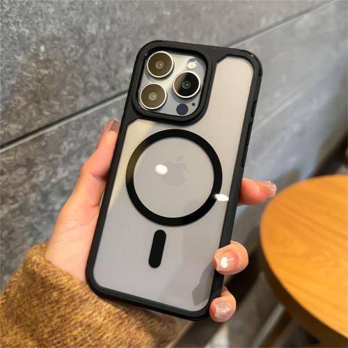 for iPhone 16 Pro  Wireless Charge Case Armor Bumper Magnetic Clear Cover,Black,for iPhone 16 Pro