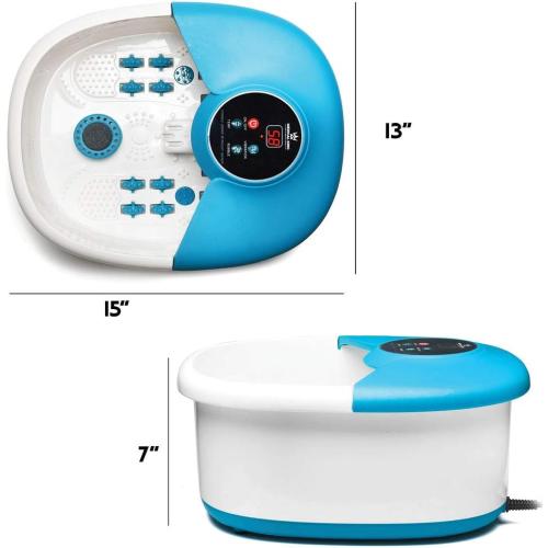 Medical king Foot Spa Massager with Heat, 14 Rollers in Foot Shape - 5 in 1 Foot Bath Massager - Adjustable Heating, Bubbles, Vibration, Pumice Stone, Mini Massage Points