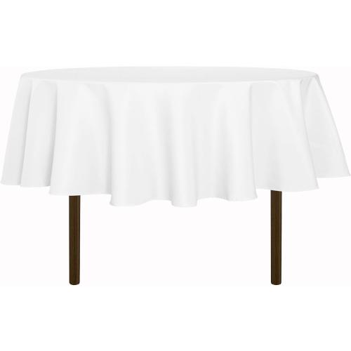 sancua White Round Tablecloth 60 Inch Diameter for 20-48 Inch Tables