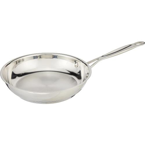 Cuisinart 8-Inch Open Skillet, Stainless Steel Skillet, Large Kitchen Pan, Dishwasher Safe, Compatible with Induction, Electric, Gas Cooktops, Oven Safe Saucepan, Cool Grip Handles