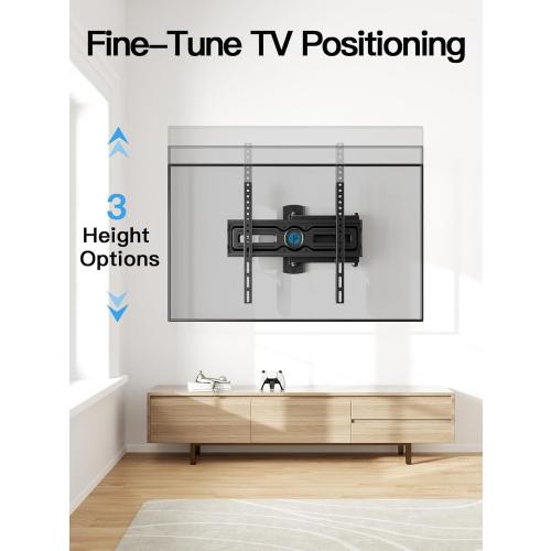 ‼️may have missing pcs‼️Pipishell Full Motion TV Wall Mount for Most 26-65 inch Flat & Curved TVs up to 77 lbs, Adjustable Bracket Height, Corner TV Mount with Single Articulating Arm, Max VESA 400x400mm, PIMF9