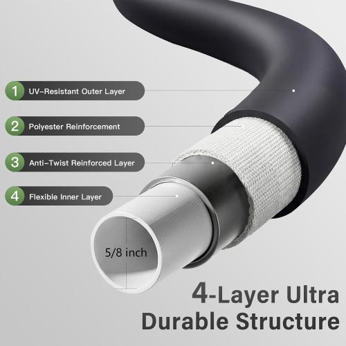 Garden Hose  4-Layer Heavy Duty Water Hose 800 Burst PSI Black