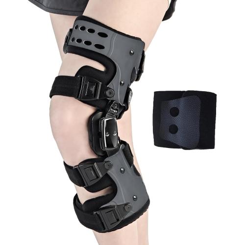 OA Unloader Knee Brace - Arthritis Pain Relief, Osteoarthritis, Bone on Bone Knee Joint Pain, Cartilage Defect Repair, Avascular Necrosis Hinged, Degeneration (Gray Left)