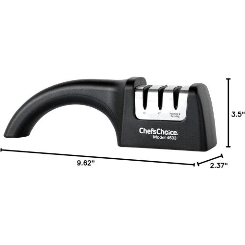 Chef'sChoice Professional Manual Knife Sharpeners AngleSelect for 15- and 20-Degree Straight-Edge and Serrated Knives with Diamond Abrasives Precise Angle Control & Compact Footprint, 2-Stage, Black