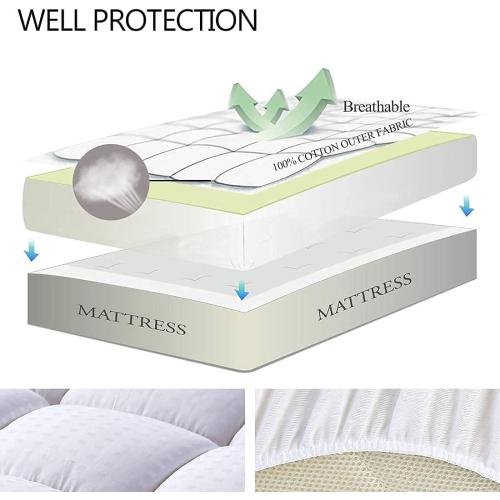 White Twin Size EASELAND Twin Size Mattress Pad Pillow Top Mattress Cover Quilted Fitted Cooling Protector Single Cotton Top 8-21 Deep Pocket (39x75 Inches, White)
