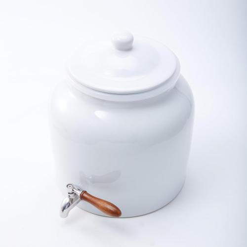 Ceramic Water Dispenser for 5 Gallon Bottle – Crock Water Dispenser with Durable Stainless Steel Faucet, Ideal for 3 to 5 Gallon Jugs, Classic Porcelain Water Crock Design for Home or Office Use