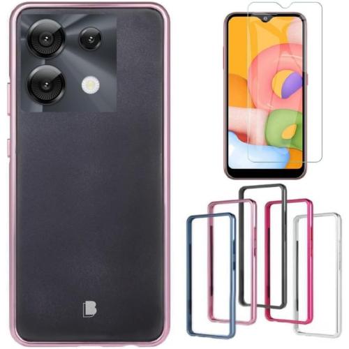 Case Compatible for Umidigi G9 5G / G9A / G9C / G9T Phone Case and Screen Protector Tempered Glass Aluminum Metal Bumper case for Umidigi G9 5G / G9A / G9C / G9T (Pink)