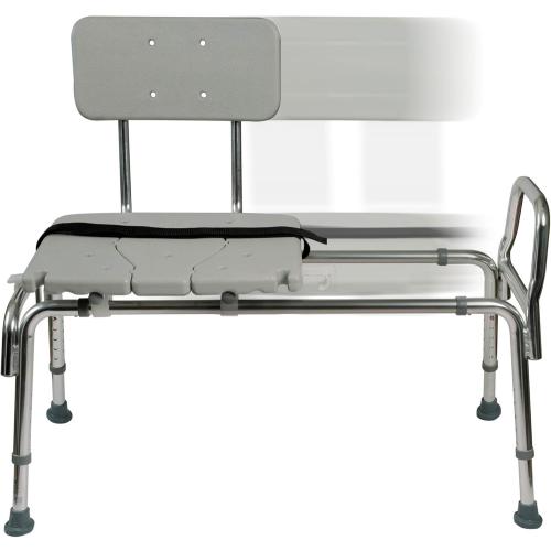Color Silver DMI Tub Transfer Bench and Shower Chair with Non Slip Aluminum Body, FSA Eligible, Adjustable Seat Height and Cut Out Access, Holds Weight up to 400 Lbs, Bath and Shower Safety, Transfer Bench