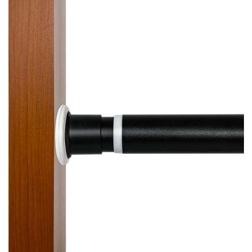 Tension Curtain Rod 83 to 122 Inches, 1.26 Diameter Spring Adjustable Curtains Rods Long Large Pole for Windows Door Bathroom Patio Outdoor No Drilling, Black
