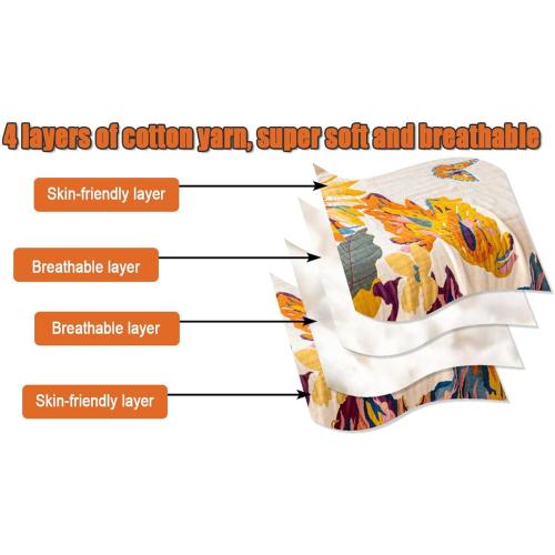 MSGKV Boho Throw Blanket 60''x80'',100% Cotton Blankets for Couch Bed,Cotton Quilt Travel Muslin Blankets Farmhouse Home Decor Soft Lightweight Picnic Blanket