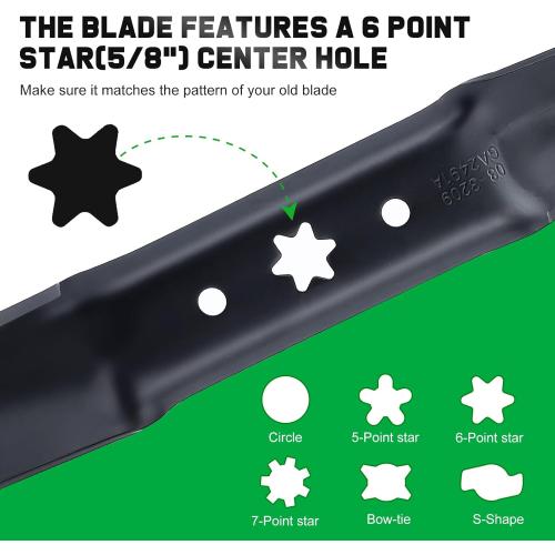 Grasscool ZT1 50 942-05052A Blades with 6 Star Shaped Hole for Cub Cadet Ultima ZT1 ZT2 Zero Turn Enduro XT1 XT2 LT50 50 inch Cut Deck Lawn Tractor Riding Replace 742-05052A 942-05052(High-Lift)