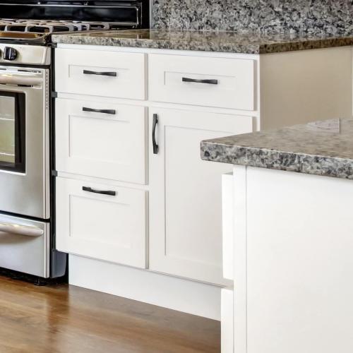 KNOBWELL 6 Pack 3 inch Black Cabinet Handles, Wave Style Black Handles for Cabinet and Cupboard, Dresser Drawer Pulls Matte Black, 3 inch Hole Center