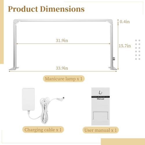 Nail Table Light Foldable - Nail Light for Desk, Square Led Frame Manicure Nail Desk Lamp for Tattoo Lash Tech, 3 Color Temperature 4000k-6500k