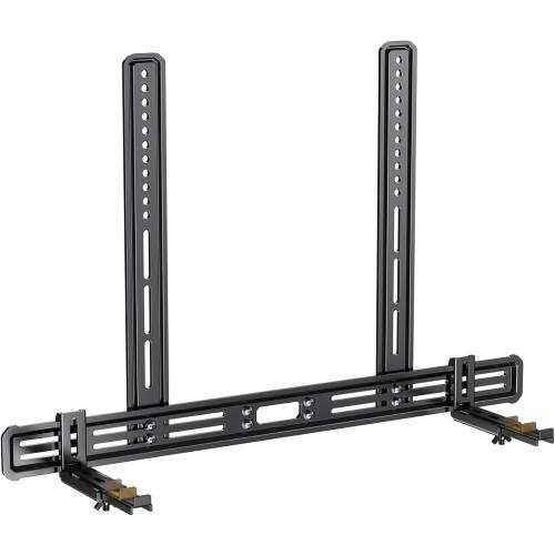 Black Perlegear Soundbar Mount, Sound Bar Mount with Holes/Without Holes, Sound Bar Mounts Under TV up to 15 lbs, Non-Slip Base Holder Extends 3.5” to 6”, Attach Speaker to TV or Wall