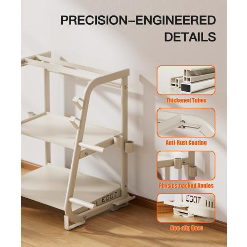 3-Tier Dumbbell Rack Stand Only - 700LB Heavy Duty Weight Storage Organizer with Thickened Steel Tube, Adjustable Weight Stand for Dumbbells, Barbells, Kettlebells, Black/Beige