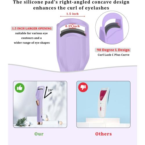 Purple Heated Eyelash Curler Premium PRO - Fast Heat up in 8s - 24 Hours Long Lasting - Rechargeable Electric Eyelash Curler with Type-C, Innovative L Silicone, 2 Heat Modes, Anti-Burn Eyelid, Purple-CB
