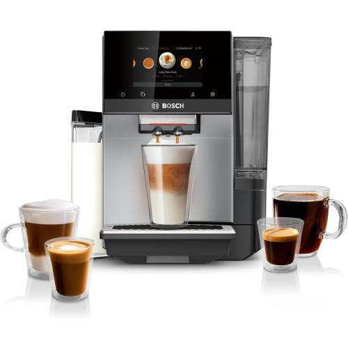 Bosch Fully Automatic Coffee and Espresso Machine - 36 Drinks, Double Cup Barista Style Super Coffee Maker - Touchscreen, Large Bean Capacity - Easy Clean, Maintenance - Silver - TQU60307