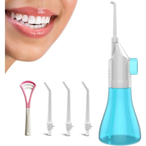 Water flossers for Teeth,Water flosser Portable for Braces,Manual Water flosser Cordless,Dental Floss for Bridges,Teeth Cleaning kit (3 Heads)