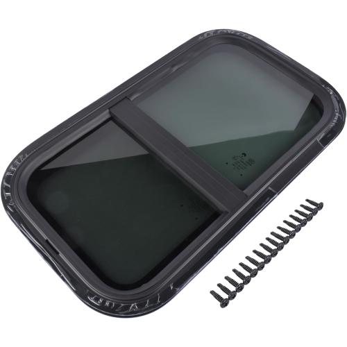 12 W x 22 H Vertical Slider RV Window Cargo Trailer with Trim Rings & Screws for Teardrop, Cargo, Horse Trailer, Marine Camper Window Replacement