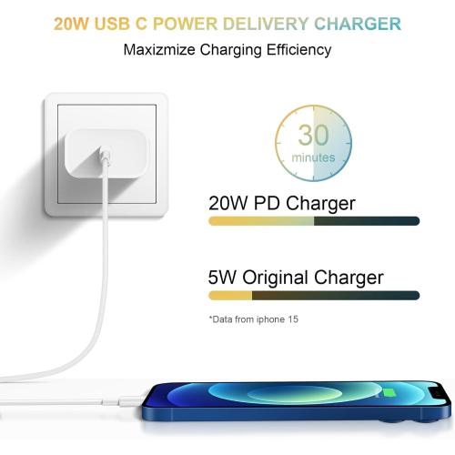 USB C Charger Block for iPhone 17 Wall Charger 20W Power Adapter for iPhone 17/17 Air/17 Pro/17 Pro Max, 16 15 14 13 12 11, iPad, Google, Samsung Fast and Convenient Charging, Type C Charger Bolck