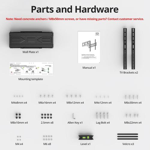 USX MOUNT Full Motion TV Wall Mount for Most 32-70 inch TVs up to 99 lbs, Wall Mount Bracket with Dual Articulating Arms, Swivel, Tilt, Max VESA 400x400mm, TV Mount Fits 12”/16” Wood Studs