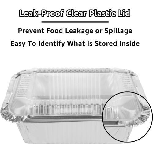 125 Pack 1LB / 16 oz Small Aluminum Pans with Lids, 6 x 5 x 2 Inch Aluminum Loaf Pans, Aluminum Foil Pans Take Out Food Containers with Clear Lids for Baking Catering Roasting