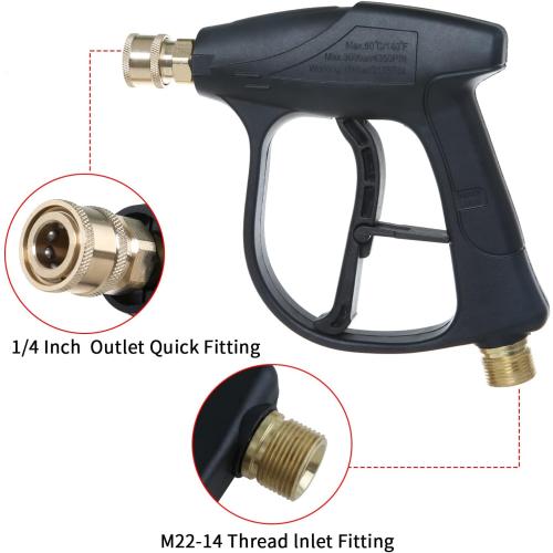 Sooprinse High Pressure Washer Gun 3000 PSI Max, Power Washer Short Gun with 1/4 Inch Quick Connector, M22-14