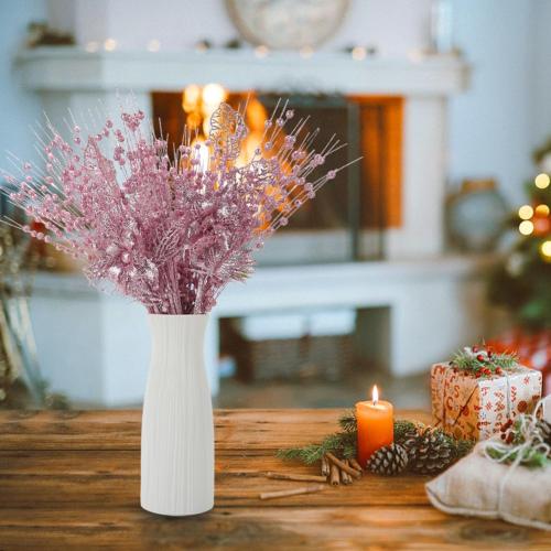 ROSELEAF 28 Pack Christmas Tree Picks and Sprays, Pink Christmas Ornaments Artificial Glitter Berry Flowers Stem Branches Ornaments for Christmas Tree Gift Small Vase Home Holiday Wedding Party